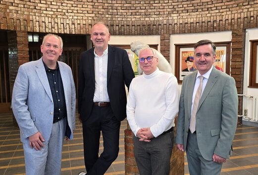 Harztheater neuer Geschäftsführer Intendant GMD Johannes Rieger, Christian Fischer, Christoph Kayser als neuer Geschäftsführer und Landrat Thomas Balcerowski